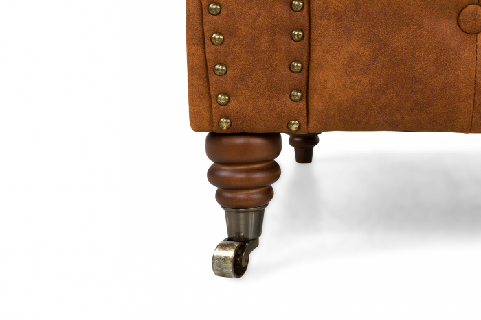 Canapea Chesterfield, 3 locuri, Maro coniac, 203x80x86 cm [10]
