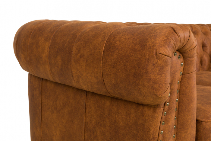 Canapea Chesterfield, 3 locuri, Maro coniac, 203x80x86 cm [5]