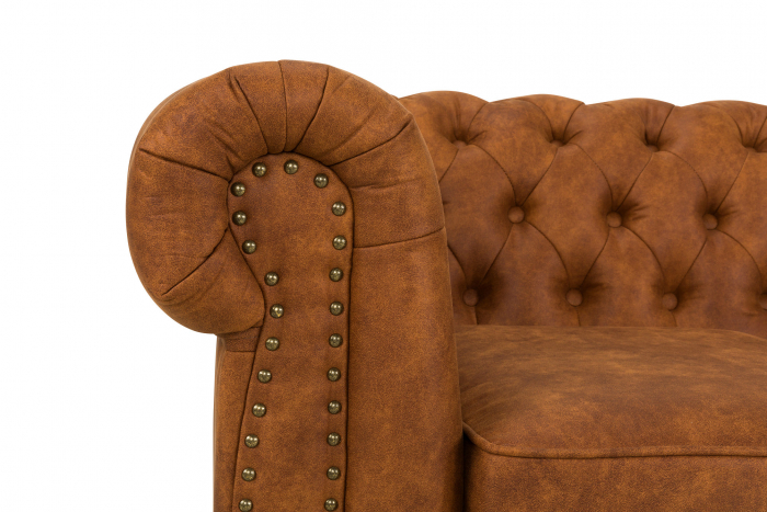 Canapea Chesterfield, 3 locuri, Maro coniac, 203x80x86 cm [6]