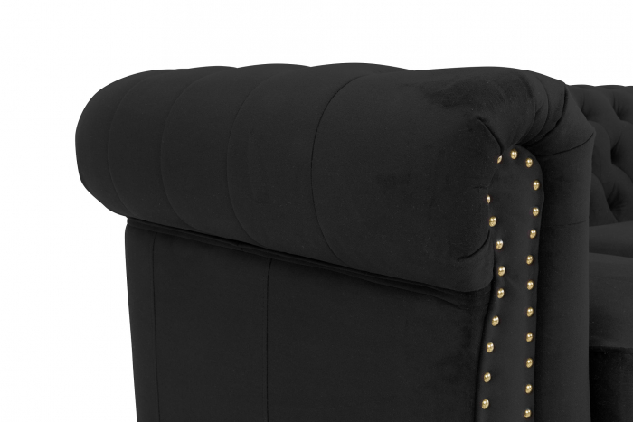 Canapea Chesterfield, 3 locuri, Negru, 203x80x86 cm [6]