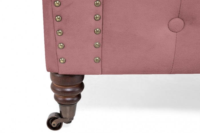 Canapea Chesterfield, 3 locuri, Roz, 203x80x86 cm [6]