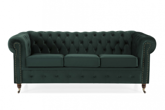 Canapea Chesterfield, 3 locuri, Verde, 203x80x86 cm [2]