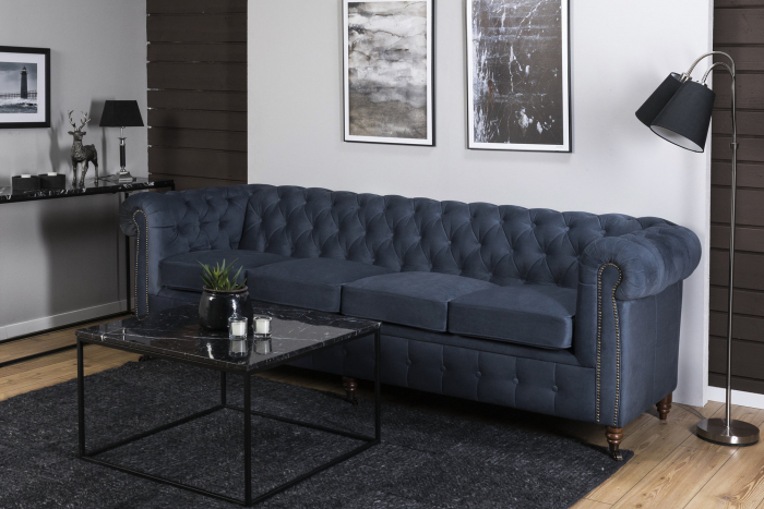 Canapea Chesterfield, 4  locuri, Albastru, 238x80x86 cm [2]