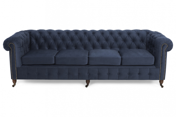 Canapea Chesterfield, 4  locuri, Albastru, 238x80x86 cm [4]