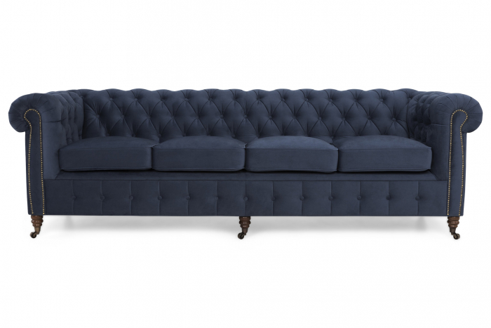 Canapea Chesterfield, 4  locuri, Albastru, 238x80x86 cm [6]