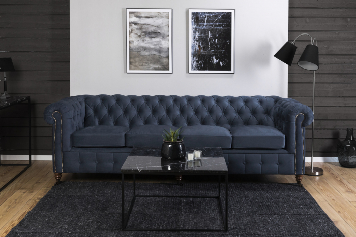 Canapea Chesterfield, 4  locuri, Albastru, 238x80x86 cm [1]