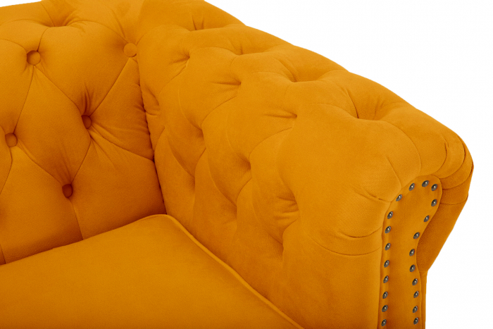 Canapea Chesterfield, 4  locuri, Galben, 238x80x86 cm [6]