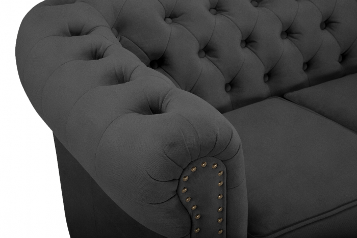 Canapea Chesterfield, 4  locuri, Gri, 238x80x86 cm [5]