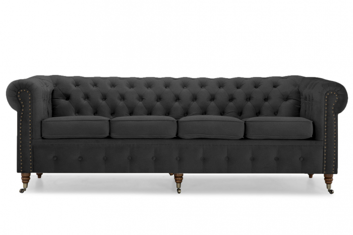 Canapea Chesterfield, 4  locuri, Gri, 238x80x86 cm [2]
