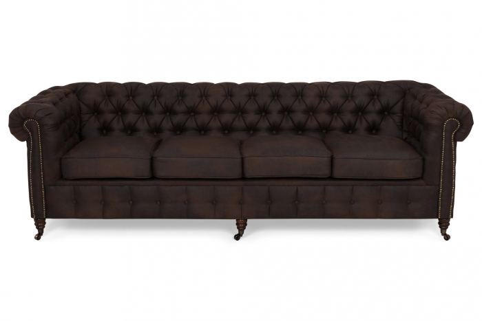Canapea Chesterfield, 4 locuri, Maro Vintage, 238x80x86 cm [4]