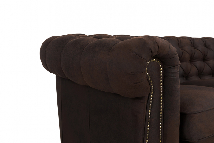 Canapea Chesterfield, 4 locuri, Maro Vintage, 238x80x86 cm [8]