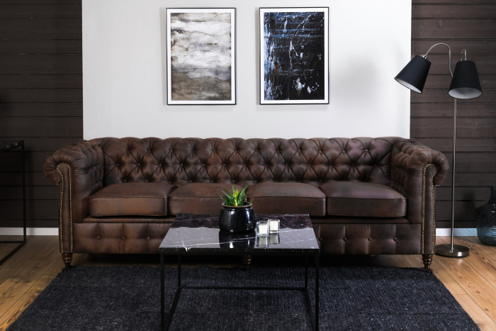 Canapea Chesterfield, 4 locuri, Maro Vintage, 238x80x86 cm [1]