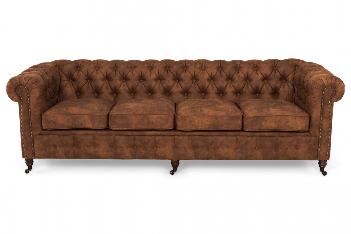 Canapea Chesterfield, 4  locuri, Maro coniac, 238x80x86 cm [3]