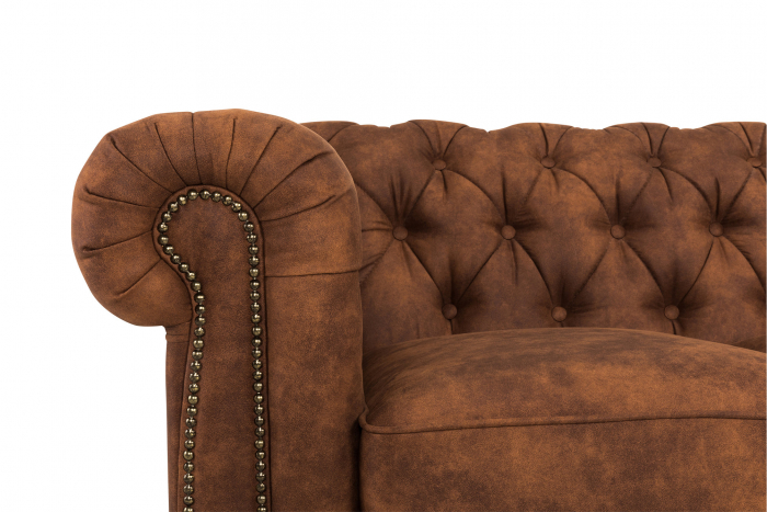 Canapea Chesterfield, 4  locuri, Maro coniac, 238x80x86 cm [6]