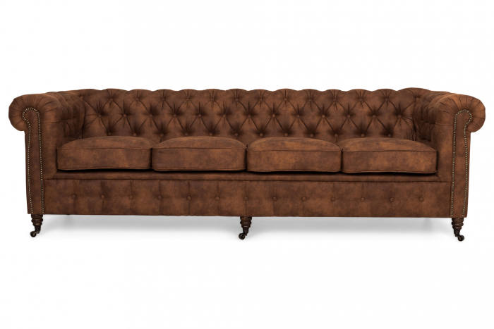 Canapea Chesterfield, 4  locuri, Maro coniac, 238x80x86 cm [5]