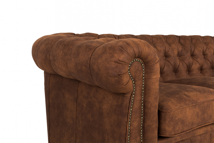 Canapea Chesterfield, 4  locuri, Maro coniac, 238x80x86 cm [7]