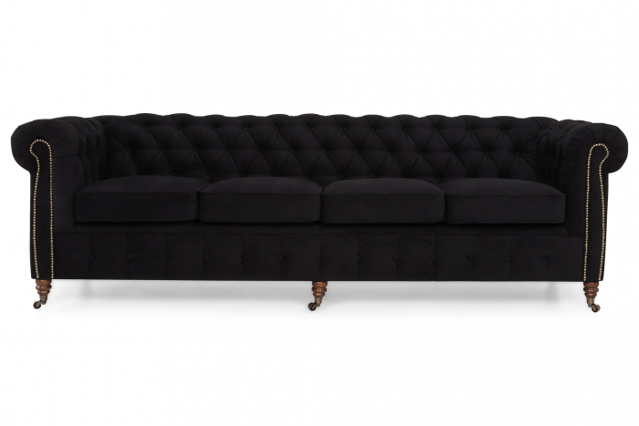Canapea Chesterfield, 4  locuri, Negru, 238x80x86 cm [4]