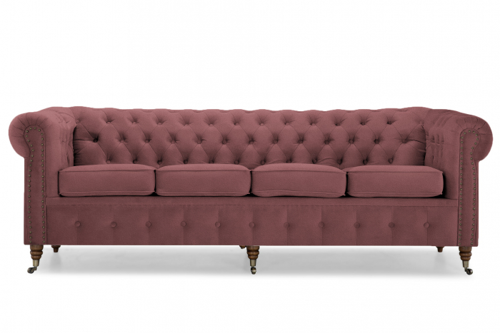 Canapea Chesterfield, 4  locuri, Roz inchis, 238x80x86 cm [2]