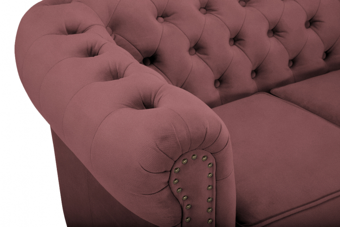 Canapea Chesterfield, 4  locuri, Roz inchis, 238x80x86 cm [5]