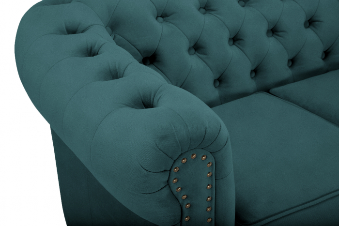 Canapea Chesterfield, 4  locuri, albastru-verzui, 238x80x86 cm [5]