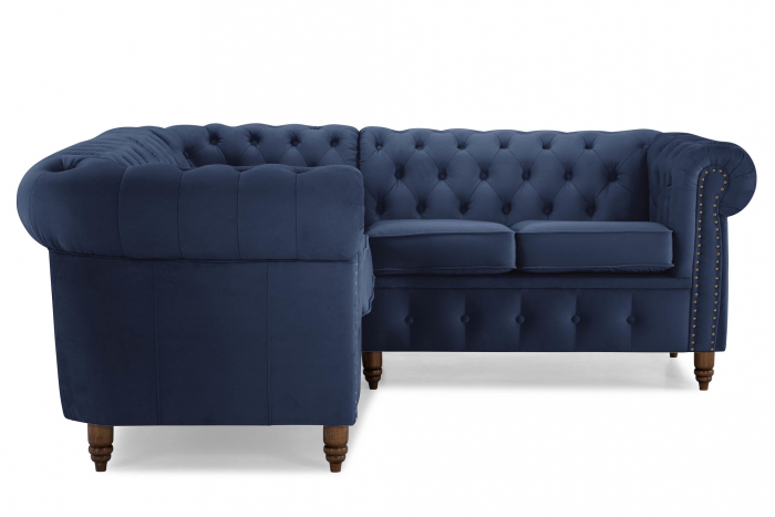 Coltar Chesterfield, Albastru, 205x80x86 cm [5]