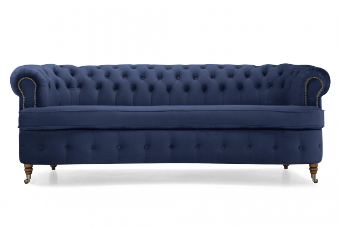 Canapea Chesterfield, Curbata, Albastru, 230x80x86 cm [2]