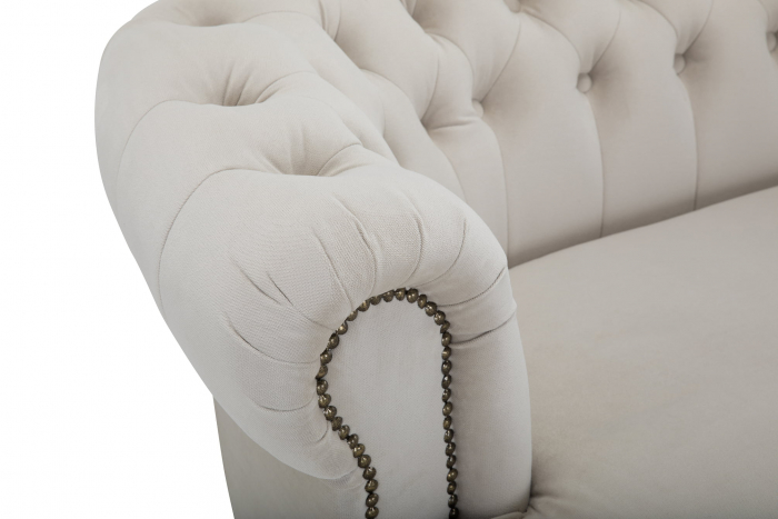 Canapea Chesterfield, Curbata, Bej, 230x80x86 cm [5]
