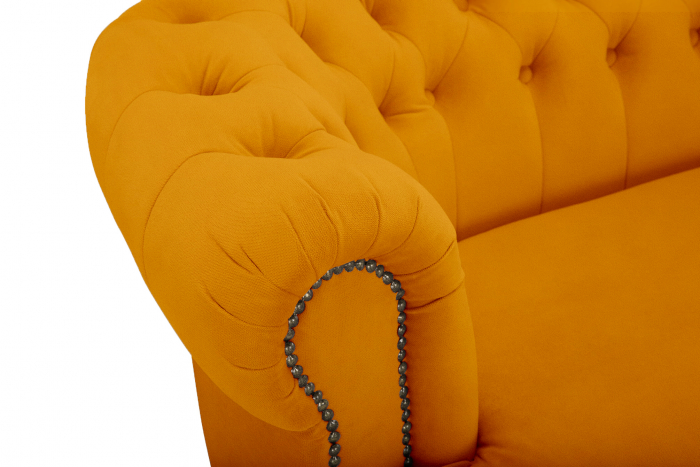 Canapea Chesterfield, Curbata, Galben, 230x80x86 cm [5]