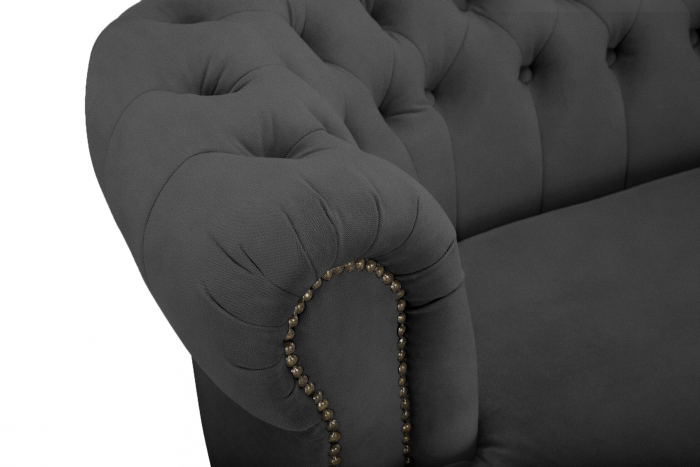 Canapea Chesterfield, Curbata, Gri, 230x80x86 cm [5]