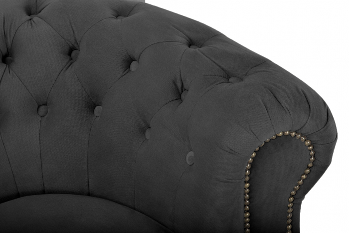 Canapea Chesterfield, Curbata, Gri, 230x80x86 cm [6]