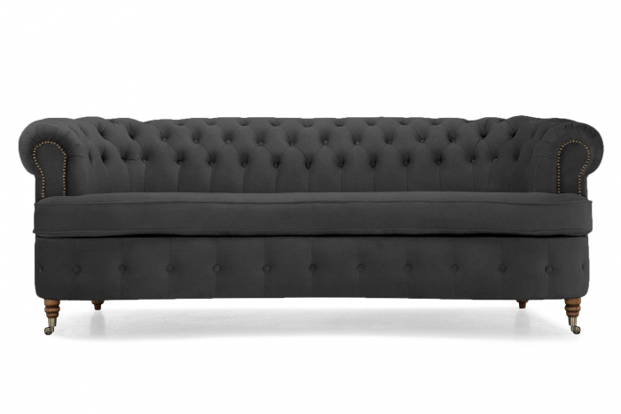 Canapea Chesterfield, Curbata, Gri, 230x80x86 cm [2]