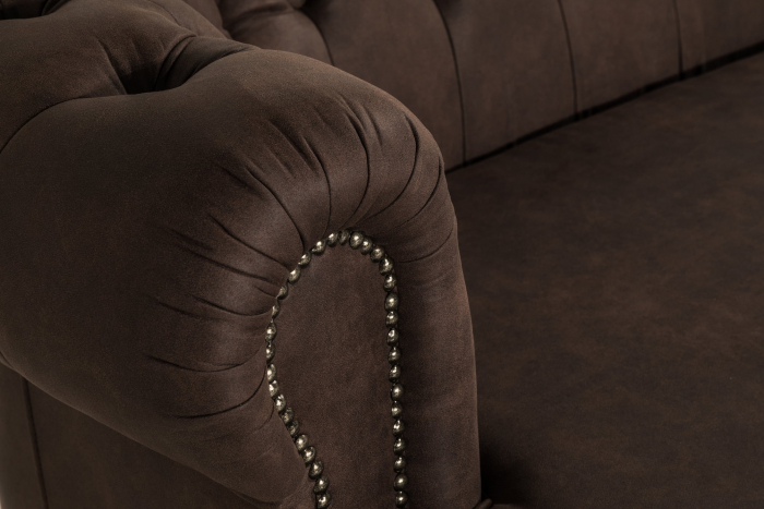 Canapea Chesterfield, Curbata, Maro vintage, 230x80x86 cm [9]