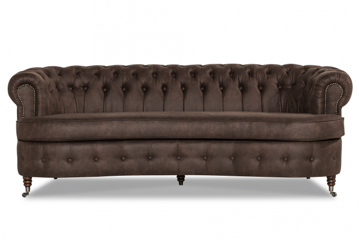 Canapea Chesterfield, Curbata, Maro vintage, 230x80x86 cm [5]
