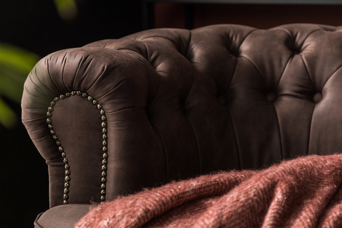 Canapea Chesterfield, Curbata, Maro vintage, 230x80x86 cm [3]