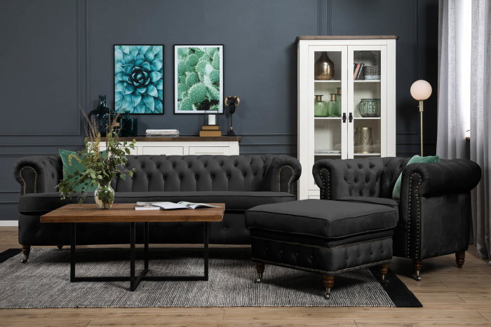 SET DELUX, Canapea Curbata |Fotoliu |Taburet Chesterfield [2]