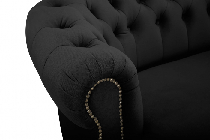 Canapea Chesterfield, Curbata, Negru, 230x80x86 cm [5]