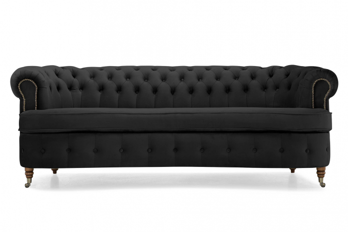 Canapea Chesterfield, Curbata, Negru, 230x80x86 cm [2]