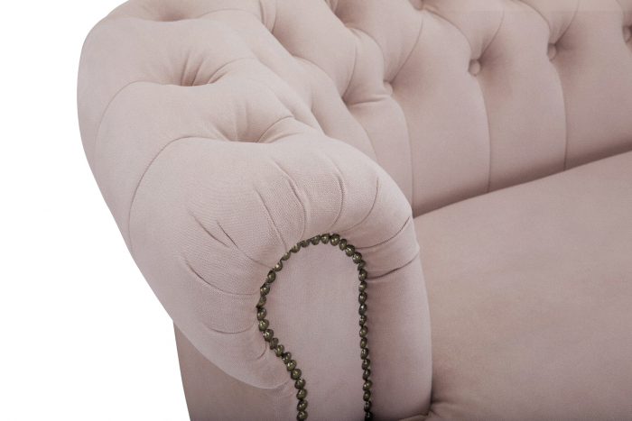 Canapea Chesterfield, Curbata, Roz, 230x80x86 cm [5]