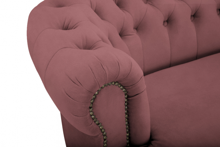 Canapea Chesterfield, Curbata, Roz, 230x80x86 cm [5]