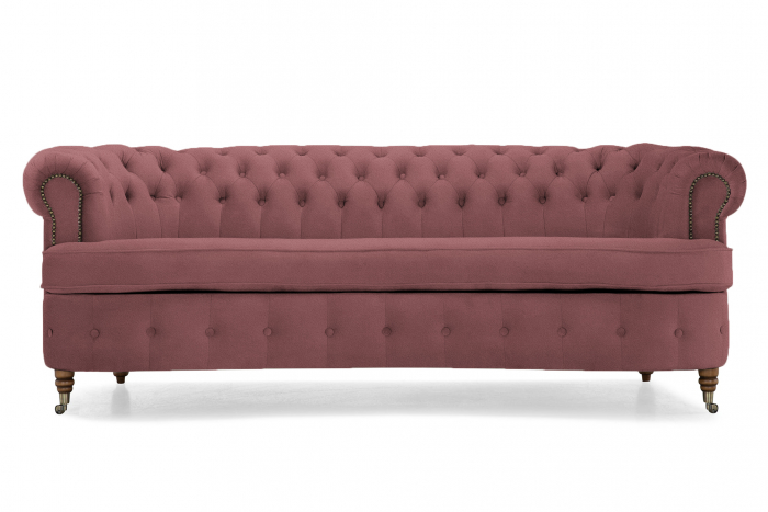 Canapea Chesterfield, Curbata, Roz, 230x80x86 cm [2]