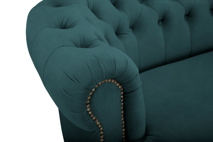 Canapea Chesterfield, Curbata, Turcoaz, 230x80x86 cm [5]