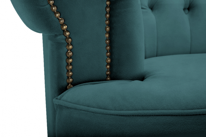 Canapea Chesterfield, Curbata, Turcoaz, 230x80x86 cm [8]