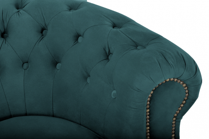 Canapea Chesterfield, Curbata, Turcoaz, 230x80x86 cm [6]