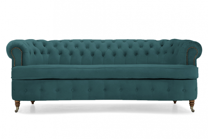 Canapea Chesterfield, Curbata, Turcoaz, 230x80x86 cm [2]