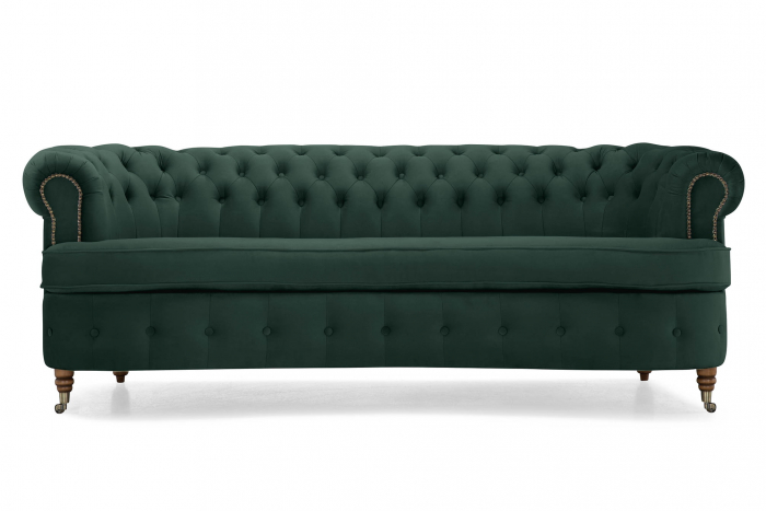 Canapea Chesterfield, Curbata, Verde, 230x80x86 cm [2]