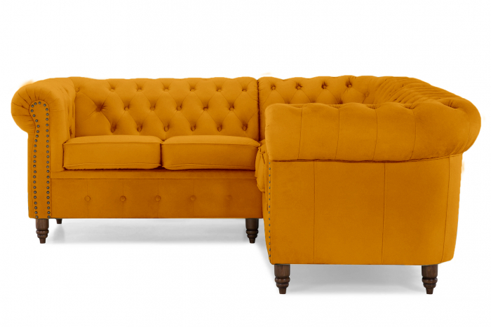 Coltar Chesterfield, Galben, 205x80x86 cm [2]