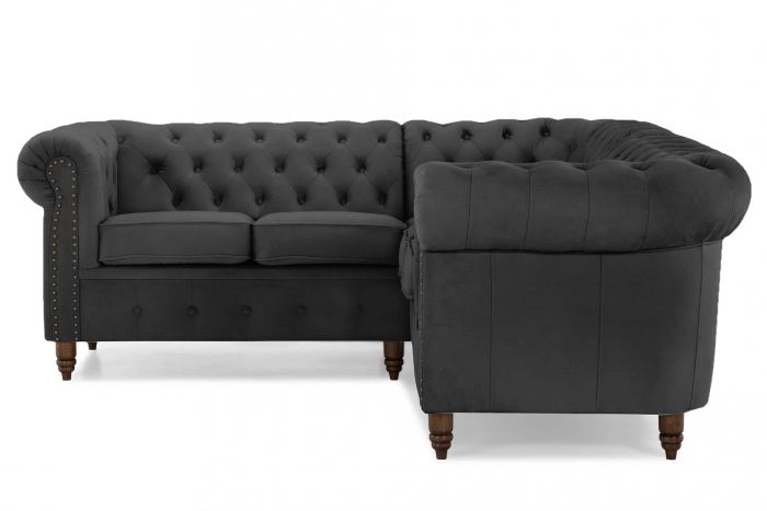 Coltar Chesterfield, Gri, 205x80x86 cm [2]