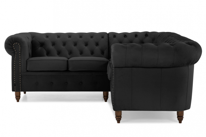 Coltar Chesterfield, Negru, 205x80x86 cm [4]