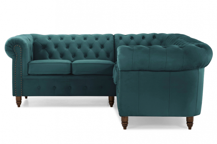 Coltar Chesterfield, Turcoaz, 205x80x86 cm [2]