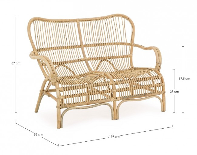 Canapea Clarita 2 locuri, Ratan, Bej, 119x83x87 cm [2]